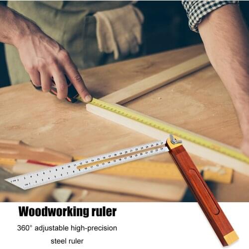 Wooden Marking Angle Rulers Gauges 360 Degree Rotation Tri Square Sliding T-Bevel with Wooden Handle Level Measuring Tools