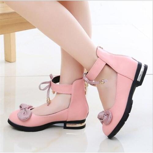 Childrens shoes girls shoes 2021 spring and autumn fashion new black British Princess Shoes soft sole anti slip shoes
