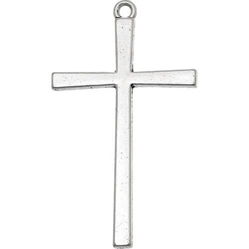 DoreenBeads 50 PCs Charm Pendants Cross Silver Color Easter Day Pendants for DIY Neckalce Bracelet Jewelry Man Women, 43mmx 25mm