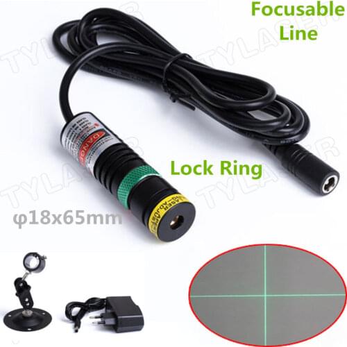 Focusable D18*65 520nm 10mw 20mw 30mw 50mw 80mw Laser Cross Line Module (FREE with EU Adapter ) for Wood Cutting