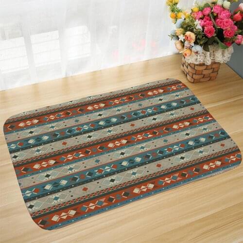 Folk-custom stripe Anti-slip doormat Vacuuming kitchen bedroon bath floor mats Carpet Home Entrance Rugs prayer mat 40*60cm