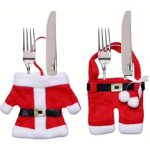 Santa Claus Restaurant Tools Kitchen Christmas Tableware Bag Supplies Dress Tableware Set Sack Christmas Tableware Bag
