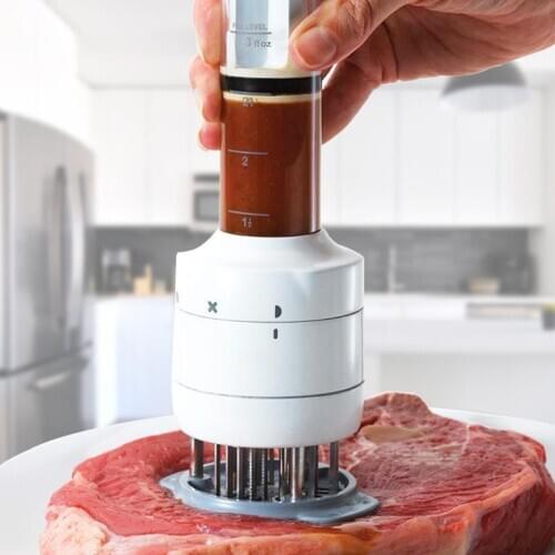 Stainless Steel Meat Marinade Injector Barbecue Seasoning Steak Syringe Meat Tenderizer Kitchen Gadgets Barbecue Cooking Tools