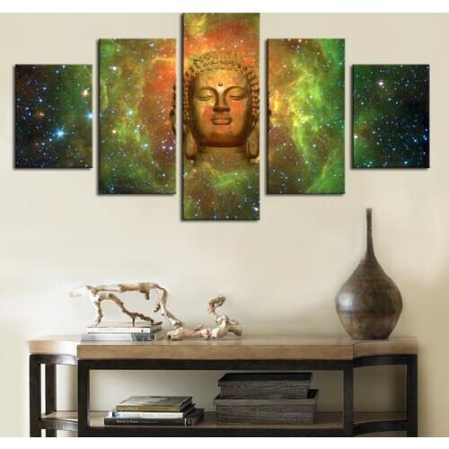 5 Piece Large Buddha Head Canvas Pictures Buddha Canvas Prints Wall Art Framed For Home Modern Office Decoration drop shipping
