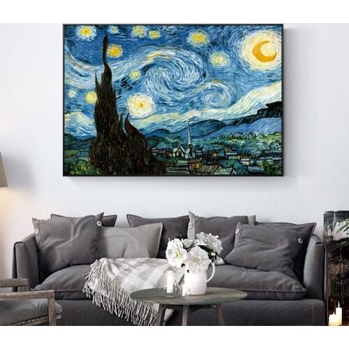 Van Gogh Starry Night Famous Wall Paintings Reproductions Impressionist Landscape Wall Art Canvas Prints Home Decor Cuadros