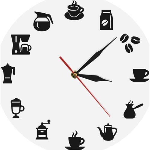Coffee 3D Wall Clock Modern Design Wall Art Decor For Coffee Shop Kitchen Clocks Cafe Sigh Decorative Wall Watches
