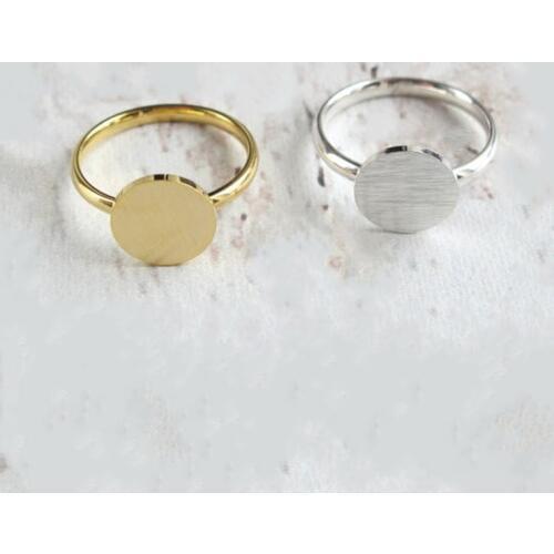 Gold Color Anel Dainty Full Moon Rings Best Friend Gifts Coin Shaped Jewelry Stainless Steel Round Disc Signet Rings For Women