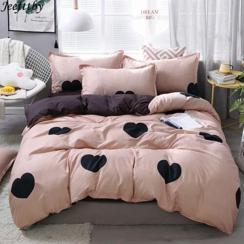 Home Textile Pink Girl Heart Bedding Set 3/4pcs Quilt Cover Queen Full King Size Children Cartoon Duvet Cover Bedclothes