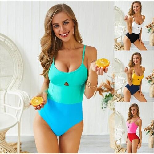4 Colors Plus Size One Piece Swimsuit Women Sexy Solid Bathing Suit Swimwear 2019 High Waist Swimming Suit for Women Beach Cover