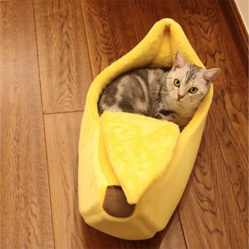 Cute Banana Pet Cat Bed House Funny Fruit Cute Cozy Cat Mat Beds Warm Durable Pet Basket Kennel Dog Cushion Cat Supplies Kittens
