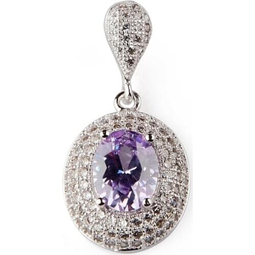 Fleure Esme Cute Jewelry christmas pendants charms for women gifts dropshipping Light purple Cubic Zirconia Rhodium Plated R3182