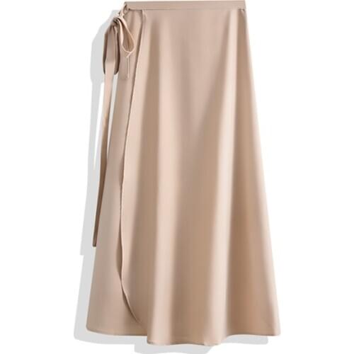 Fashion Lace-up High Waist Beige Chiffon Skirt Female A Line Summer Long Beach Wrap Skirt Elegant Sexy Skirts for Girls Hot Sale