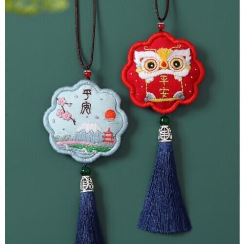 Cartoon Lion DIY Embroidery Kit with Hoop Amulet Sachet Pendant Needlework Handmade Cross Stitch Sewing Craft Gift Home Decor