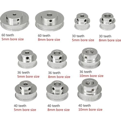 2pcs Width 6mm BZ GT2 Synchronous Wheel Timing Pulley Set 30/36/40/48/60 Teeth 5/8/10mm Bore 3D Printer Parts
