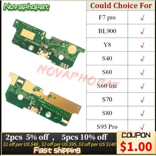 Novaphopat For Doogee F7 BL9000 Y8 S40 S60 S70 S80 S95 Pro Lite USB Dock Charging Port Charger Plug Flex Cable Connect Board