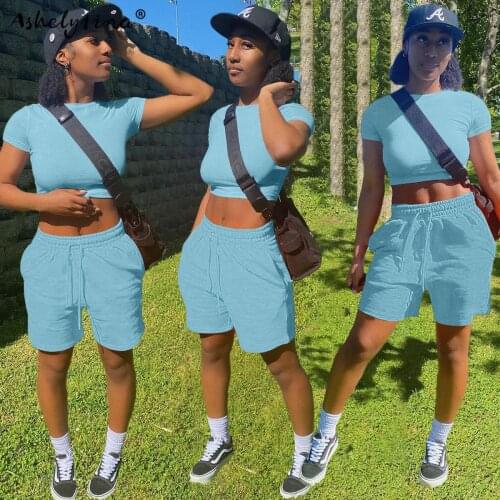 New fashion womens T-shirt casual solid color pocket sports simple suit