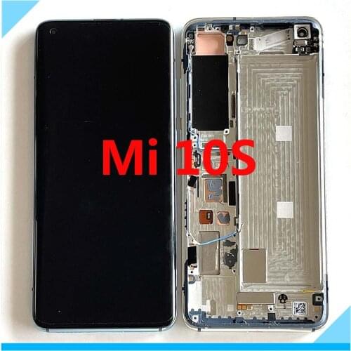 Original AMOLED LCD Display + Touch Screen Digitizer Assembly with Frame Bezel Parts for Xiaomi Mi 10S