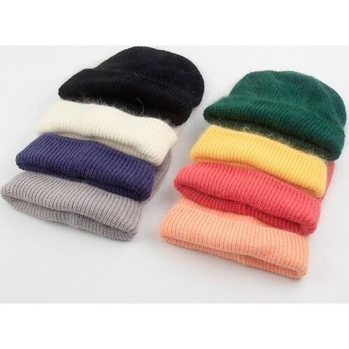 Autumn Winter Rabbit Fur Winter Skullies Hat Fashion Warm Beanies Hats Casual Women Solid Adult Cover Head Rabbit Caps