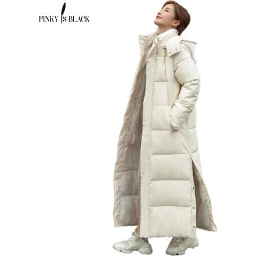 PinkyIsBlack 2021 New X-long Hooded Parkas Fashion Winter Jacket Women Casual Thick Down Cotton Winter Coat Women Warm Outwear