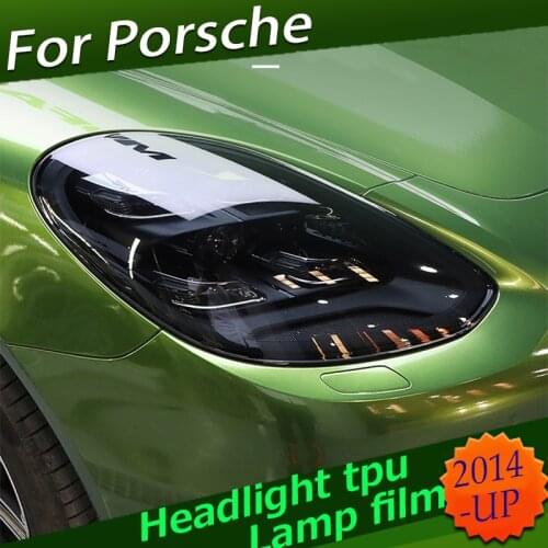 Car Headlight Film Sticker Anti-scratch for Porsche Macan Cayenne Panamera 2019 2020 718 911 Boxster Cayman TPU smoke Black