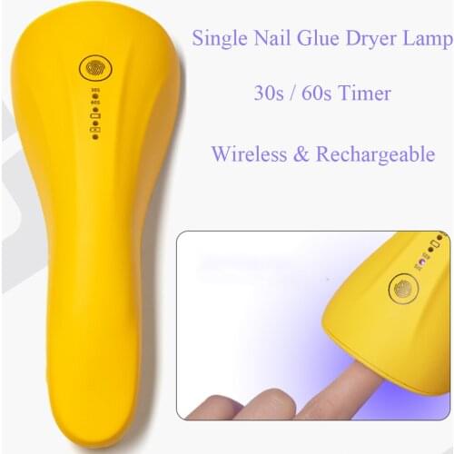 1500mAh USB Rechargeable Portable Nail Lamp Wireless Yellow Nail Glue Curing Lamps 5W 3 LED UV Single Nail Dryer Manicure Tools