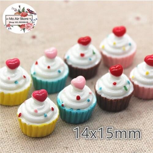 Mix color ice cream cup 10PCS 3D Resin Flatback Cabochon Miniature food Art Supply Decoration Charm Craft DIY 15x14mm