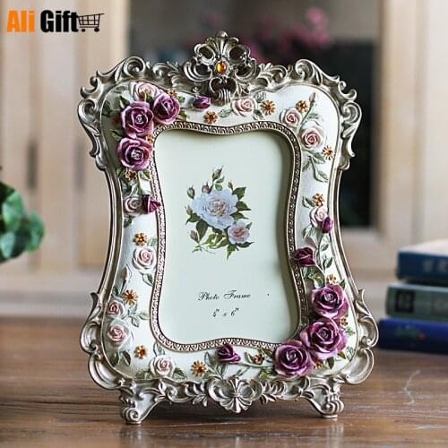 6 Inch Rose Resin Photo Frame Wedding Gift Crafts Desktop Decoration Picture Frame Wholesale