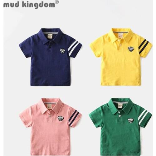 Mudkingdom Fashion Boys Summer Polo Shirt Lapel Stripe Casual for Kids Clothes School Cotton Toddler Short Sleeve Boy Tops