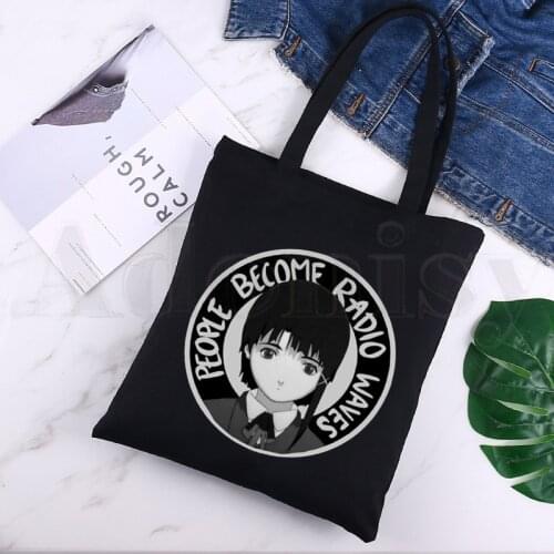 Serial Experiments Lain Japan Anime High Quality Large Capacity Storage Handbag Shoulder Bag Tote Reusable Student Bookbag