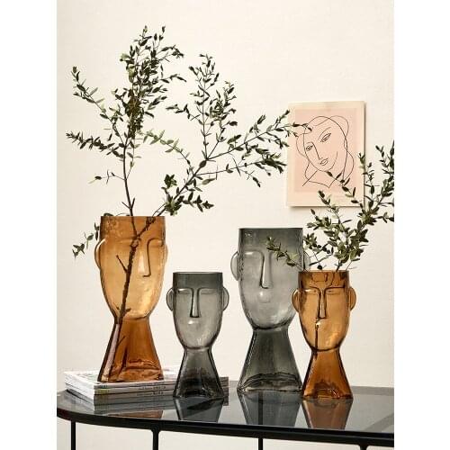 Nordic face decor living room flower arrangement light luxury vase fresh flower glass dried flower decor flower vase CL72004