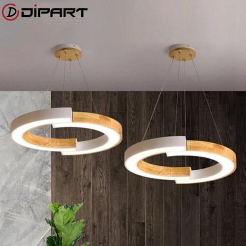 Modern Wooden Lampshades Rings Pendant Lights For Dining Hotel Hall Suspension Lamp Kitchen Hanging Home Lighting Fixtures
