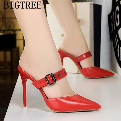 BIGTREE Shoes Luxury Heels Mules Shoes Women Fetish High Heels Pumps Women Shoes Black Heels Zapatos Mujer 2019 Sapato Feminino