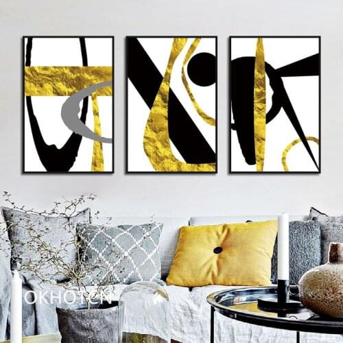 Creative Abstract Gold Foil Canvas Painting Minimalist Modern Home Decoration Decorative Pictures On The Wall Living Room Decor