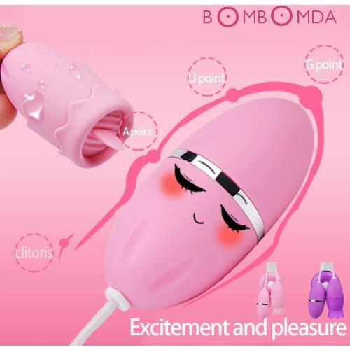 Vibrating Eggs for Women 12 Speed Remote Control USB Charging Nipple Licking Tongue Oral Toys Clitoris Stimulator Masturbator