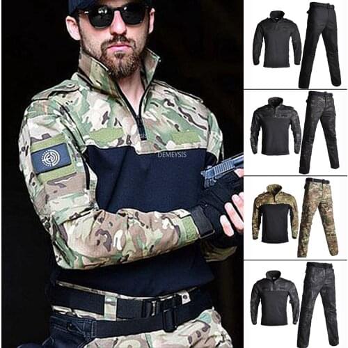 Military Uniform Camouflage Tactical Suit Men Army Special Forces Combat Shirt + Pant Set Militar Soldier Training Clothes