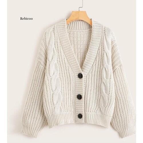 Knit Sweater Women Autumn Female Casual Long Sleeve Button Cardigan Knitted Sweaters Coat Femme Winter Warm Clothes