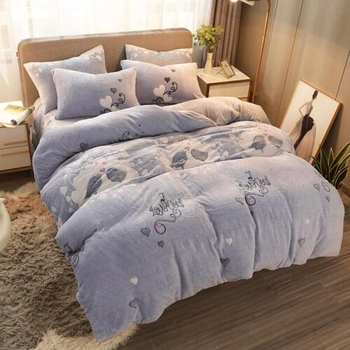 Winter Warm Soft Double Side Plush Duvet Cover Magic Velvet Thick Bed Blanket Cover Funny Cartoon Print Comforter Quilt Cover