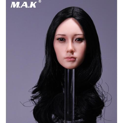 1/6 Girl Head Sculpt Long curly black brown hair Asian Beauty Headplay Model for 12" suantan color TBLeague or PH Figure body