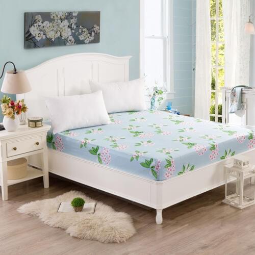 100% Pure Cotton Flowers Printed Fitted Sheet With Rubber Elastic Sheet Mattress Protector