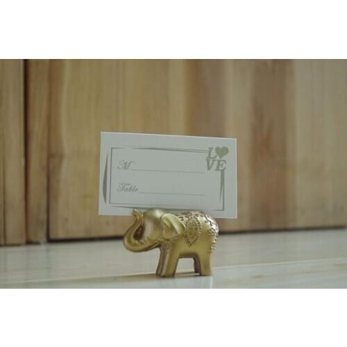 100pcs Lucky Gold Elephant Place Card Holders/Table Name Holder Wedding Centerpiece Golden Themed Party Favors