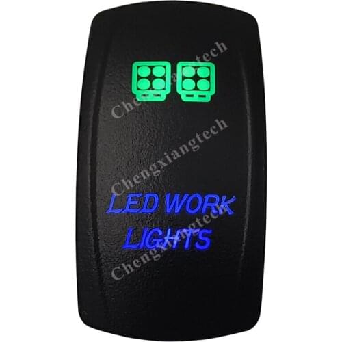 12V 24V Marine Car Boat Truck RV LED WORK LIGHTS Rocker Switch SPST, 5 Pins ON-OFF, Green & Blue Led Push Switch for Carling