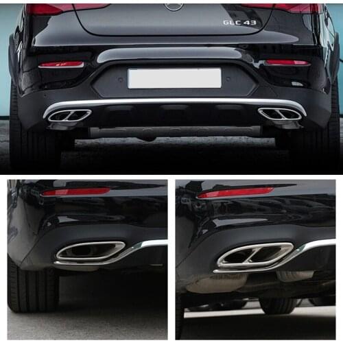 2pcs Car Part For Mercedes Benz GLC C E-Class C207 Coupe 2014-2017 W212 W213 W205 X253 C180 C200 Gloss Black Steel Exhaust Trims