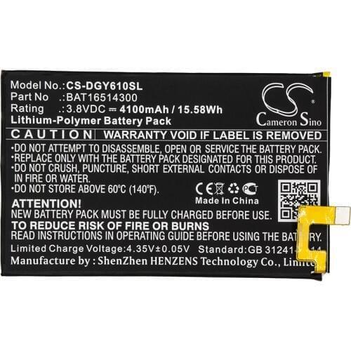 Cameron Sino Battery For Doogee Y6 Max Mobile, SmartPhone Battery Li-Polymer 4100mAh / 15.58Wh