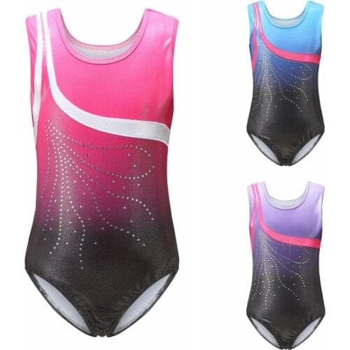 Girls Ballet Leotard Sleeveless Gymnastics Leotard One-Piece Girls Rhineston Glitter Professional Leotard For Girl