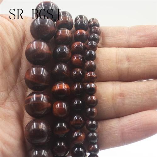 Free Shipping 6 8 10 12mm Red Tiger Eye Gems Natural Round Stone Beads Jewelry DIY 15"