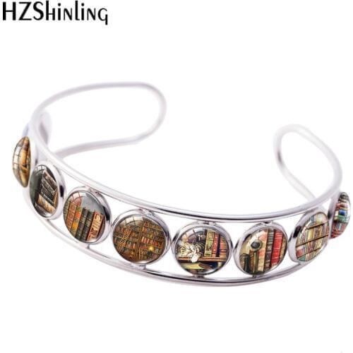 2019 New Vintage Books Adjustable Bracelets Book Shelf Bracelet Love Reading Bangle Hand Craft Class Dome Jewelry