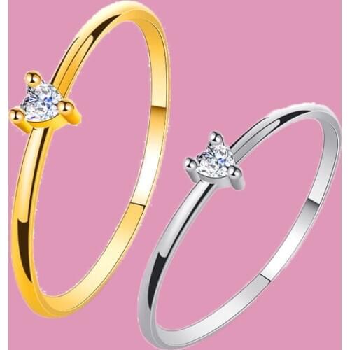 Zircon Heart-shaped Ring Simple Heart Couple Engagement Rings for Women Fashion Classic Jewelry Accessories