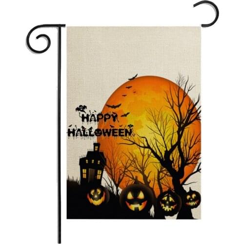 Halloween Flag Halloween Party Decoration Pumpkin Linen Maple Leaf Pattern Garden Banner Thanksgiving Party Props Supplies