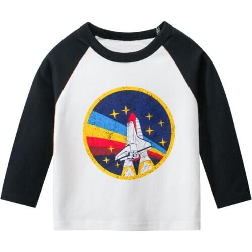 2-9T Toddler Kid Baby Boy clothes rocket Cartoon T Shirt Casual Cotton tshirt Children Tee Autumn Basic Top Outfit