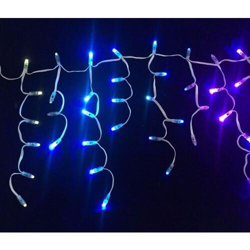 IP68 100nodes/set(646464...6464) addressable LED full color Icicles string;DC12V WS2811 controlled;all white wire
